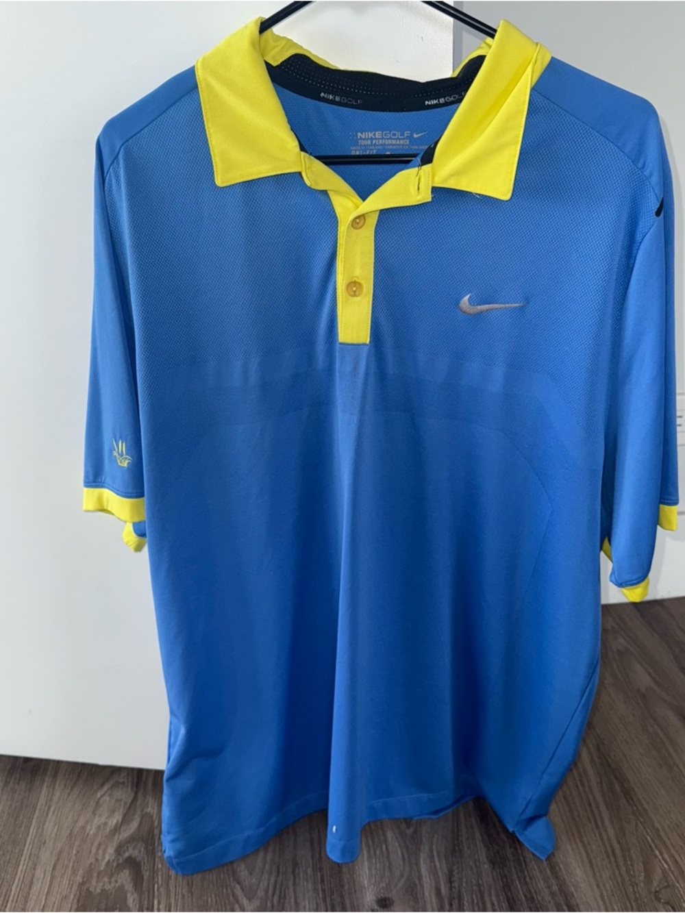 Nike Blue and Yellow Golf Tour Performance Polo Tee Dri-Fit